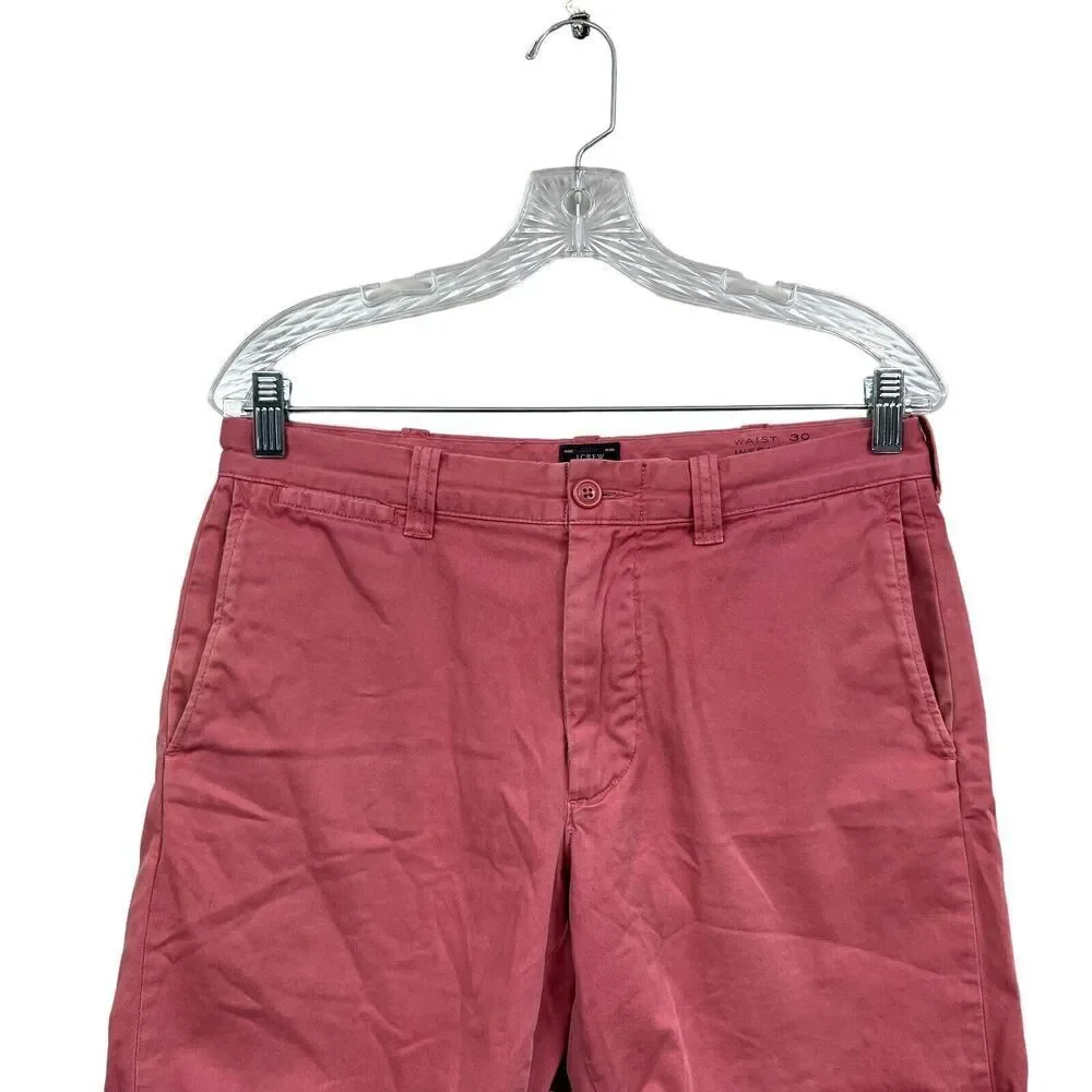 J. Crew Mens Stanton Chino Shorts Cuffed Hem Slash Pockets Salmon Pink Size 30W*